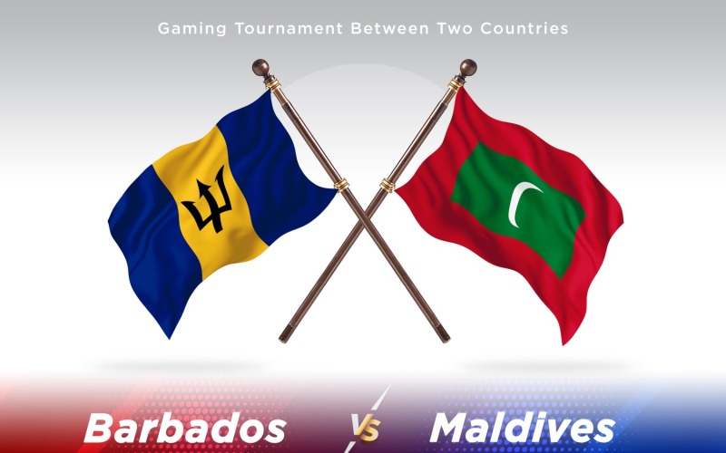 Barbados versus Maldives Two Flags Illustration