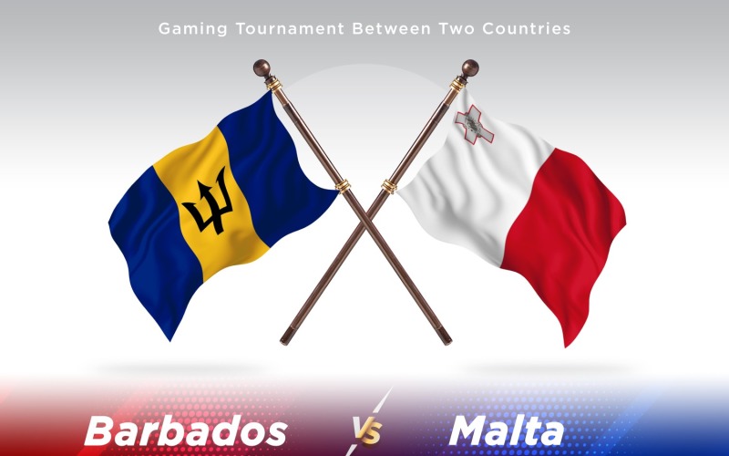 Barbados versus Malta Two Flags Illustration