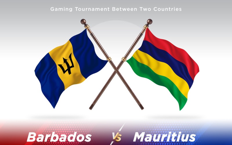 Barbados versus Mauritius Two Flags Illustration
