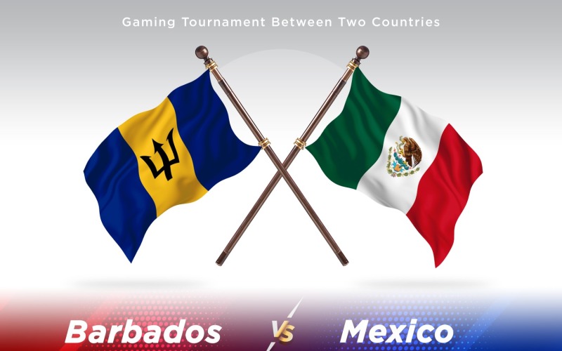 Barbados versus Mexico Two Flags Illustration