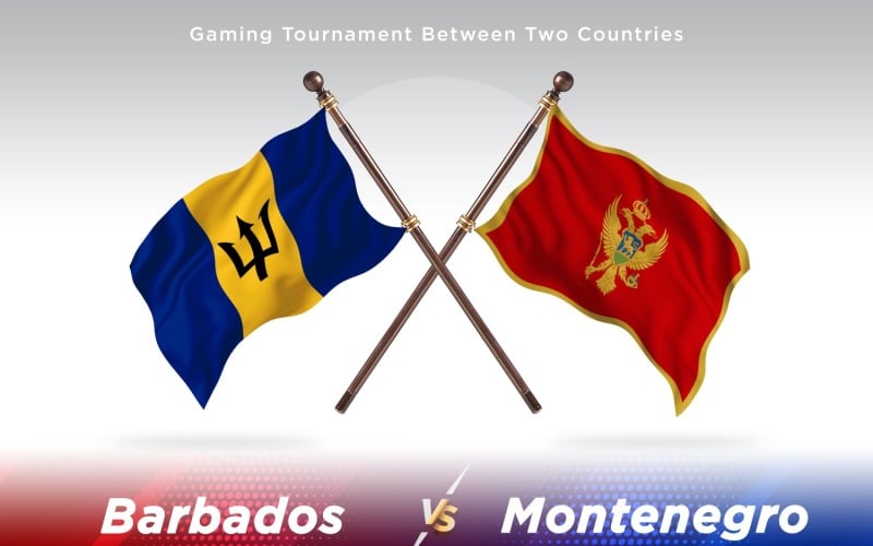 Barbados versus Montenegro Two Flags Illustration