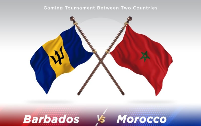 Barbados versus morocco Two Flags Illustration