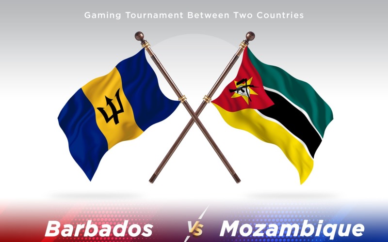 Barbados versus Mozambique Two Flags Illustration
