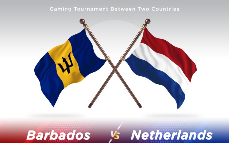Barbados versus Netherlands Two Flags Illustration
