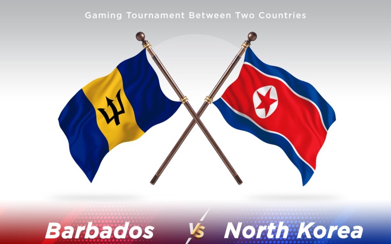 Barbados versus north Korea Two Flags Illustration