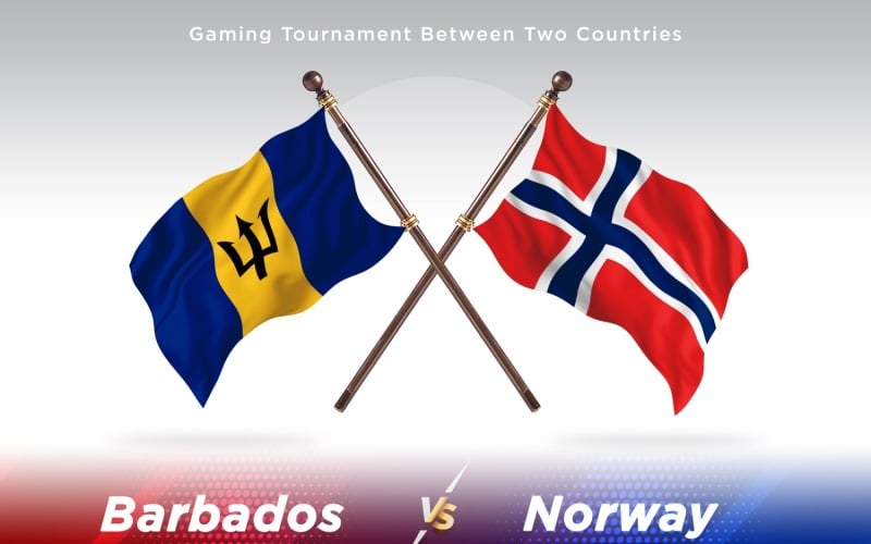 Barbados versus Norway Two Flags Illustration