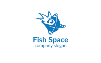 Fish Space Blue Logo Template