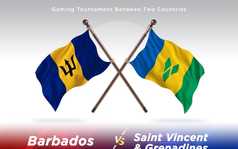 Barbados versus saint Vincent and the grenadines Two Flags Illustration
