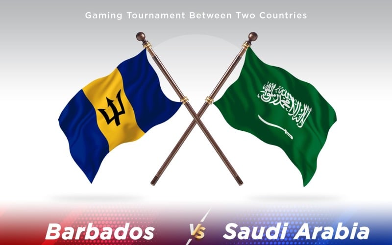Barbados versus Saudi Arabia Two Flags Illustration