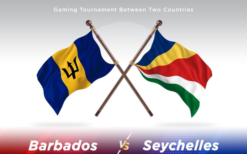 Barbados versus Seychelles Two Flags Illustration
