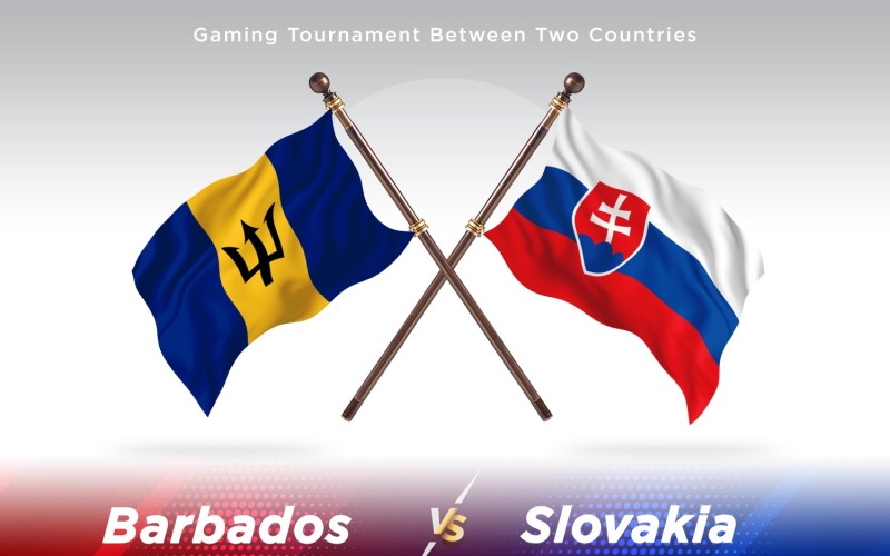 Barbados versus Slovakia Two Flags Illustration