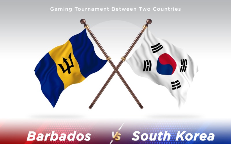 Barbados versus south Korea Two Flags Illustration