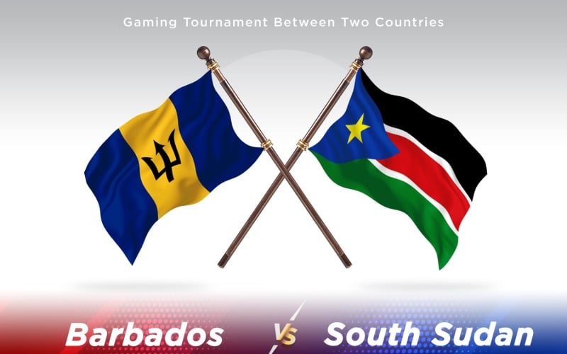 Barbados versus south Sudan Two Flags Illustration