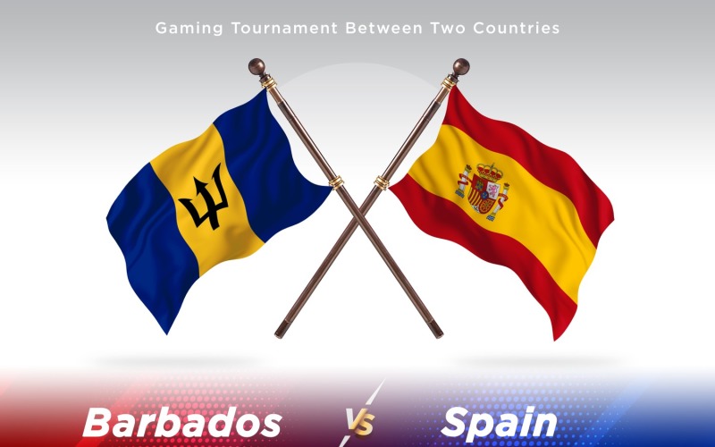 Barbados versus Spain Two Flags Illustration