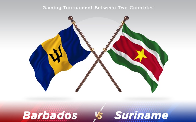 Barbados versus Suriname Two Flags Illustration