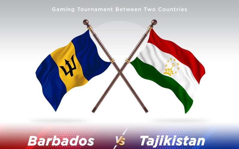 Barbados versus Tajikistan Two Flags Illustration