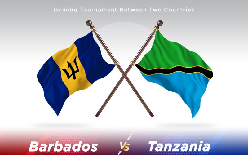 Barbados versus Tanzania Two Flags Illustration