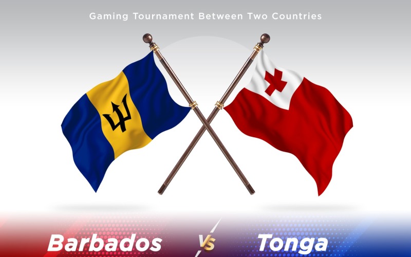 Barbados versus Tonga Two Flags Illustration