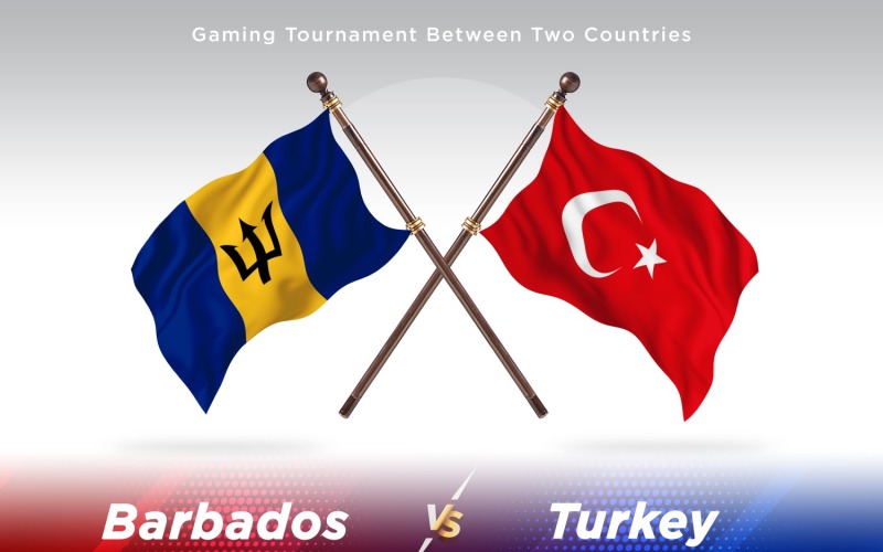 Barbados versus turkey Two Flags Illustration