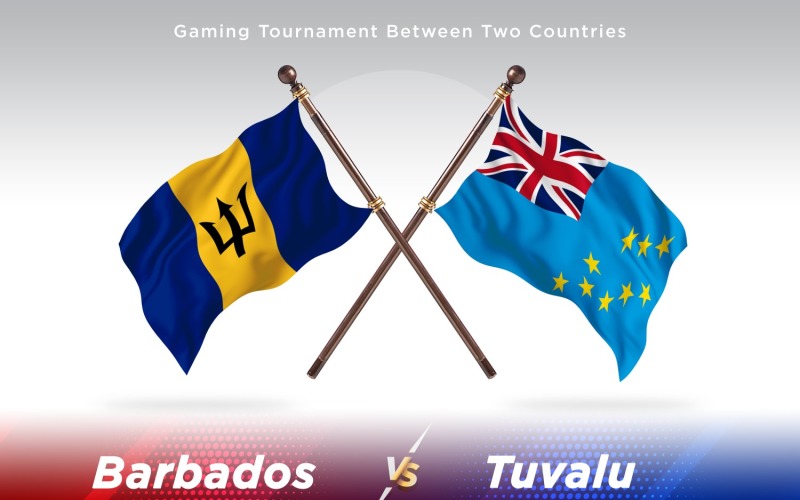 Barbados versus Tuvalu Two Flags Illustration