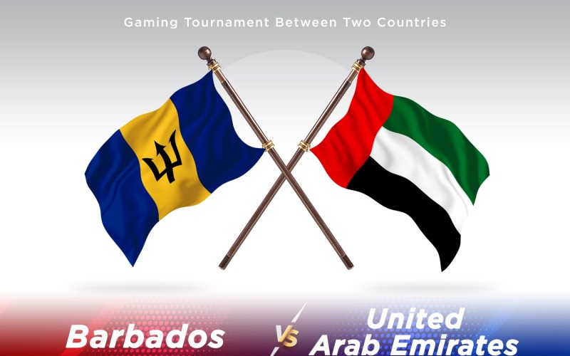 Barbados versus united Arab emirates Two Flags Illustration