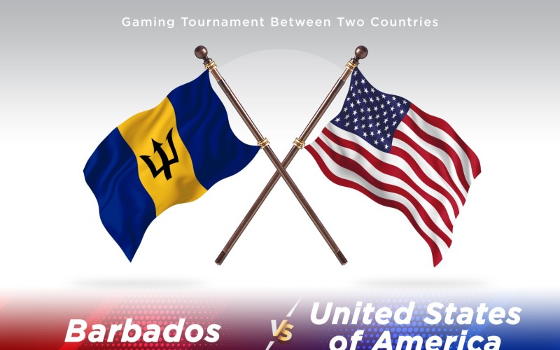 Barbados versus united states of America Two Flags Illustration