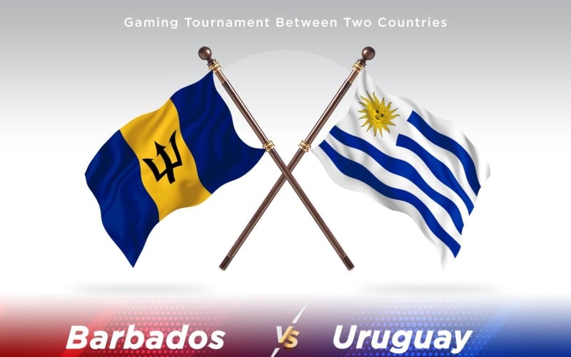 Barbados versus Uruguay Two Flags Illustration