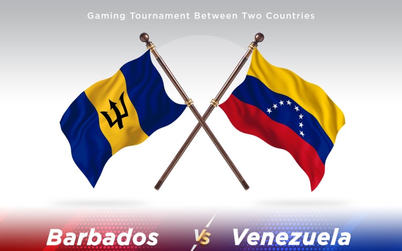 Barbados versus Venezuela Two Flags Illustration