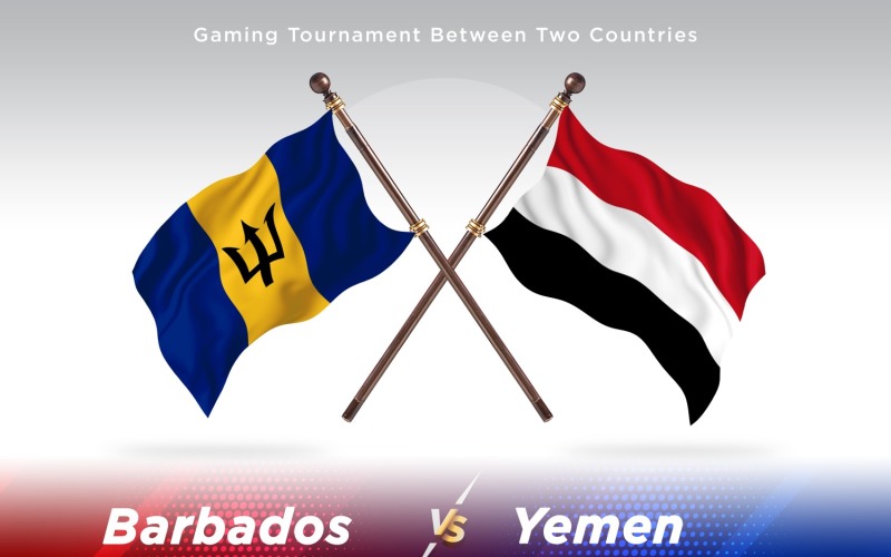 Barbados versus Yemen Two Flags Illustration