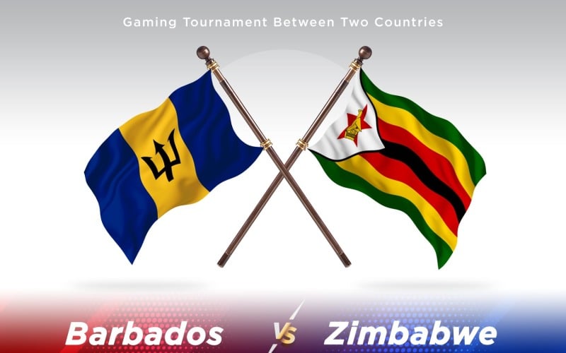 Barbados versus Zimbabwe Two Flags Illustration