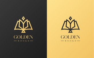 Golden Book Logo Icon Design Concept