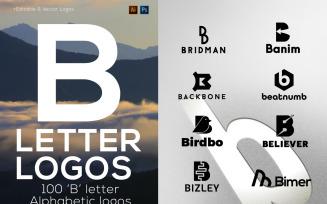100 B Letter Alphabetic Logos Bundle