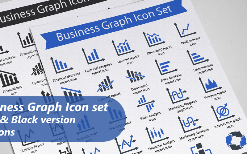 Business Graph glyph icon set Icon Set