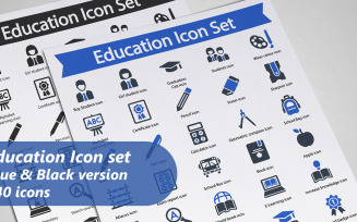 Education glyph icon Set template