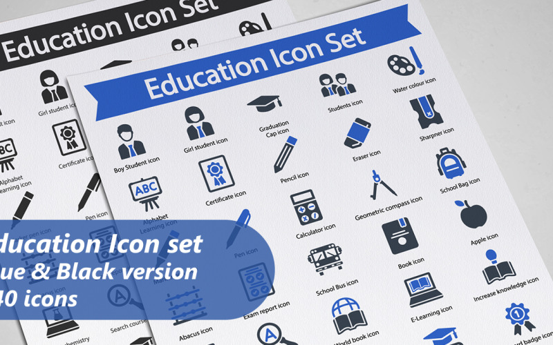 Education glyph icon Set template Icon Set