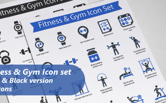 Fitness and Gym glyph icon set