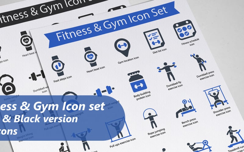 Fitness and Gym glyph icon set Icon Set