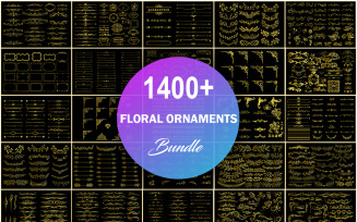 Floral Ornaments Bundle, Decorative Flourish Ornament Mega Bundle, Vintage Floral Ornament Set.