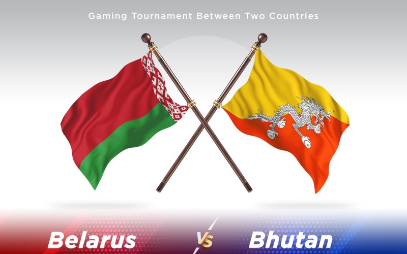 Belarus versus Bhutan Two Flags Illustration