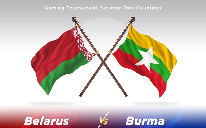Belarus versus Burma Two Flags Illustration