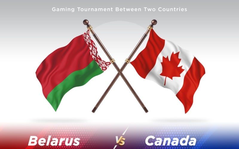 Belarus versus Canada Two Flags Illustration