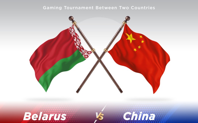 Belarus versus china Two Flags Illustration