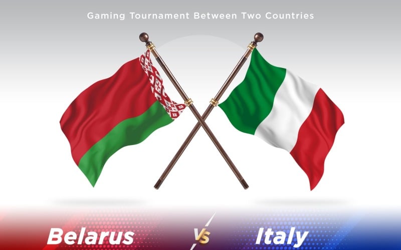 Belarus versus Italy Two Flags Illustration