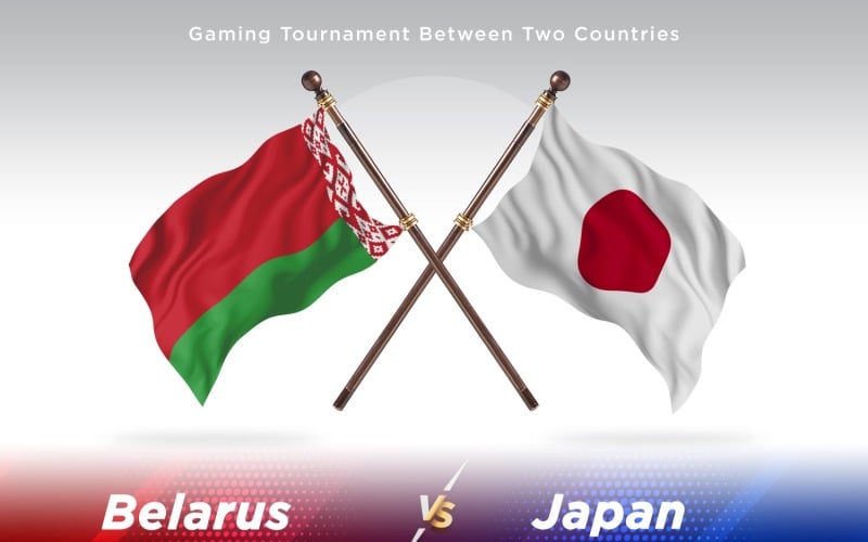 Belarus versus japan Two Flags Illustration