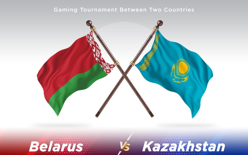 Belarus versus Kazakhstan Two Flags Illustration