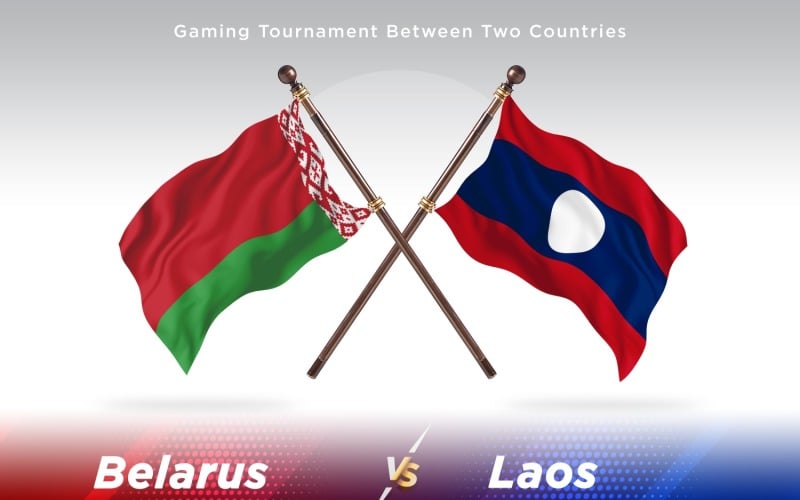 Belarus versus Laos Two Flags Illustration