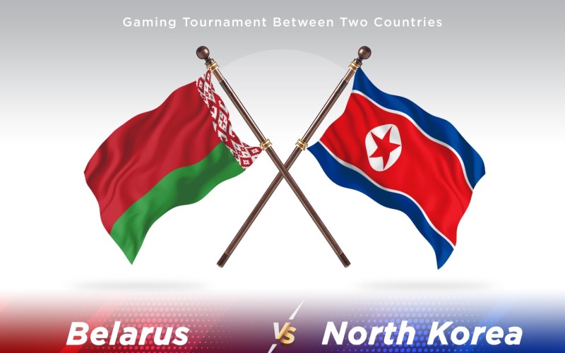 Belarus versus north Korea Two Flags Illustration