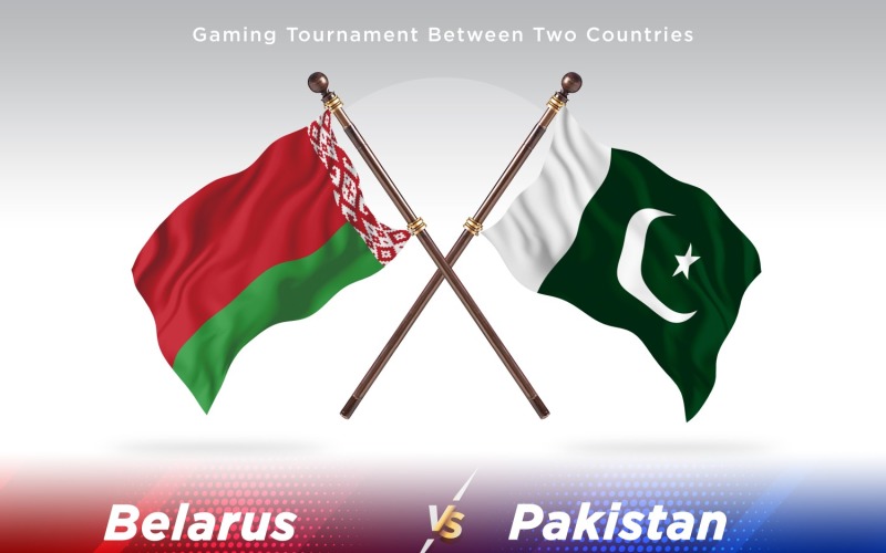 Belarus versus Pakistan Two Flags Illustration