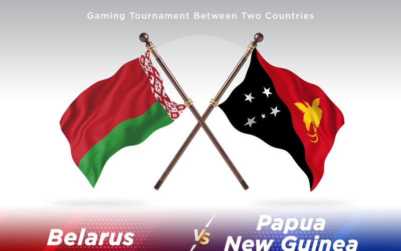 Belarus versus Papua new guinea Two Flags Illustration