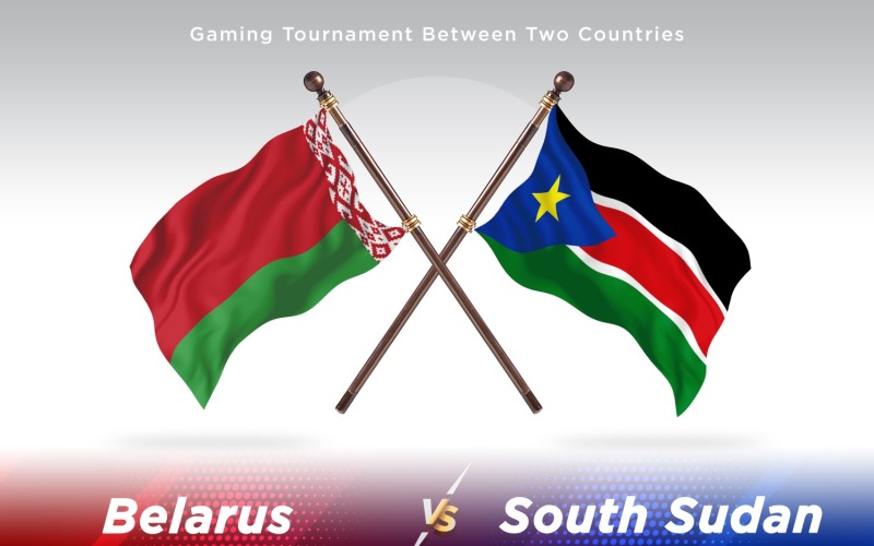 Belarus versus south Sudan Two Flags Illustration